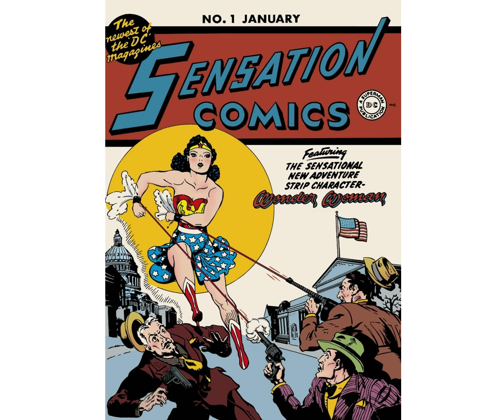 馬斯頓大方地讓神力女超人成為他的理念化身，做為DC漫畫第一位女性超級英雄。圖為二...