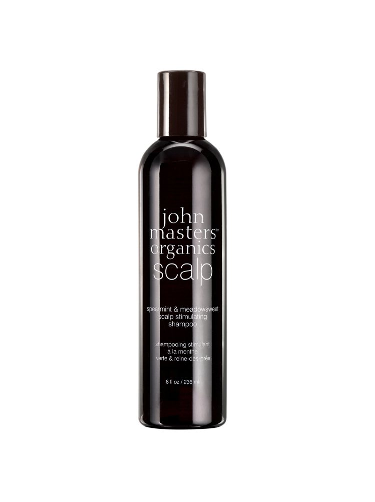 john masters organics薄荷繡線菊頭皮洗髮精，加入尤加利、鋅，使頭皮爽朗，236ml／1,050元。圖／千秋提供