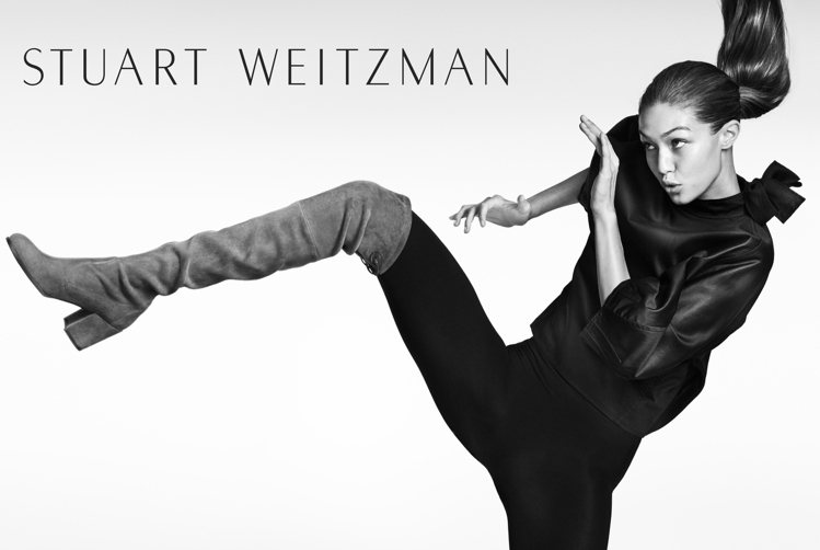 Stuart Weitzman拍攝靈感來自吉吉哈蒂德真實生活的運動習慣。圖／Stuart Weitzman提供