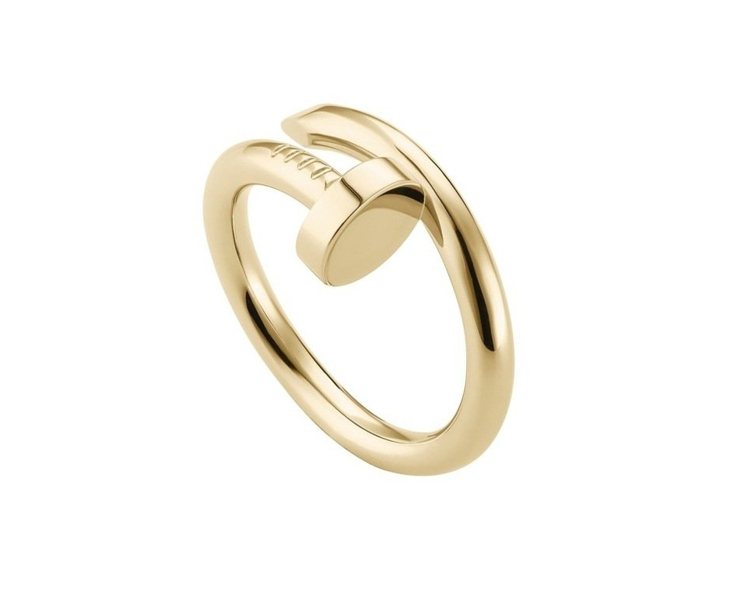 卡地亞Juste un Clou系列戒指，黃K金，參考價格73,500元。圖／卡地亞提供