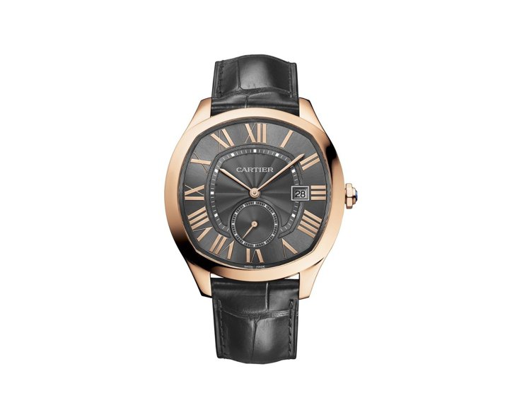 Drive de Cartier腕表，18K玫瑰金，灰色雕紋表盤，參考價62萬5,000元。圖/卡地亞提供