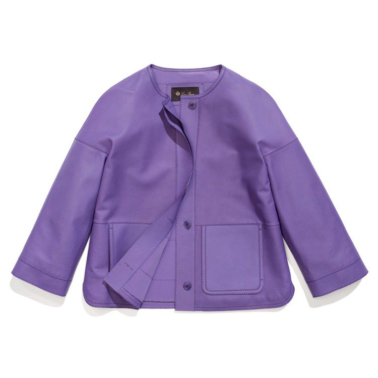 紫色七分袖圓領夾克，230,400元。圖／Loro Piana提供