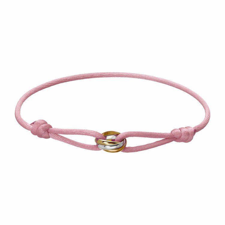卡地亞Trinity系列絲繩系列手環--粉紅色，約18,600元。圖/卡地亞提供