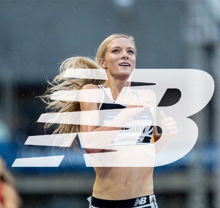 女子3000米障礙賽銅牌的Emma Coburn，趕在禁令前在Twitter向老東家New Balance致謝。圖／擷自Twitter