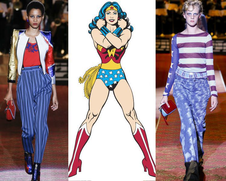 Marc Jacobs春夏用了很多星星元素和美國國旗的配色，和神力女超人的造型也...
