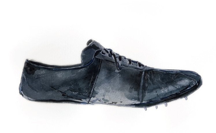 1938年的跑鞋，鞋底出現抓地力強的釘子。圖／New Balance提供