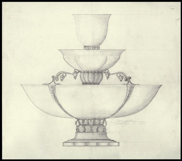 花園果缽的設計稿於1926年就完成。圖／喬治傑生提供