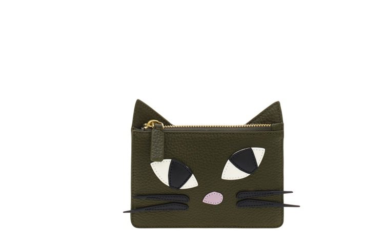 俏皮黑貓零錢包-墨綠，4980元。圖／LULU GUINNESS提供