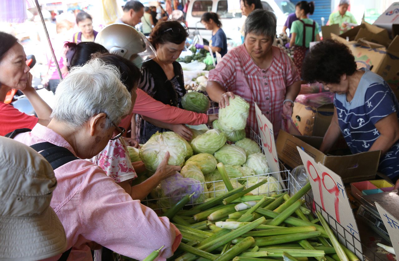 近來颱風連連來襲，菜價居高不下。記者林俊良／攝影



