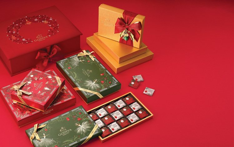 耶誕禮盒也提供片裝巧克力選擇。圖／GODIVA提供