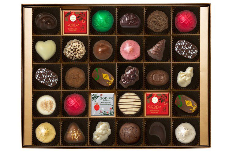 耶誕巧克力禮盒30顆裝，3350元。圖／GODIVA提供