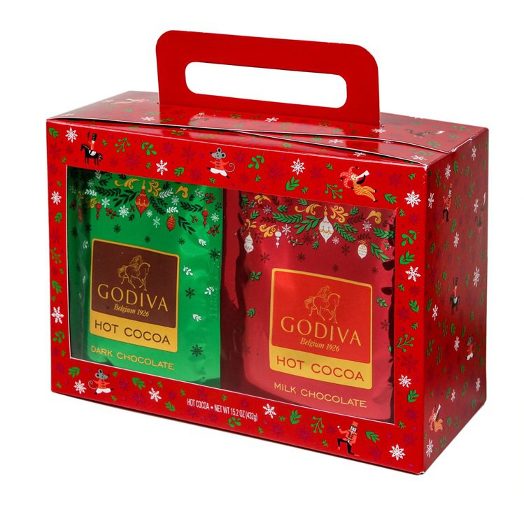 耶誕可可粉禮盒12包裝，1500元。圖／GODIVA提供
