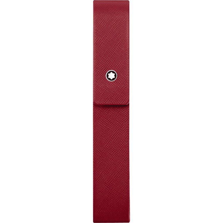 萬寶龍匠心絢麗系列紅色按扣式單筆硬殼筆套，5,200元。圖／萬寶龍提供