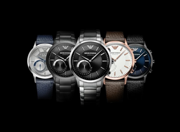 延續經典時尚的外型，Emporio Armani首款智慧型系列腕表即將來台。圖／Fossil提供