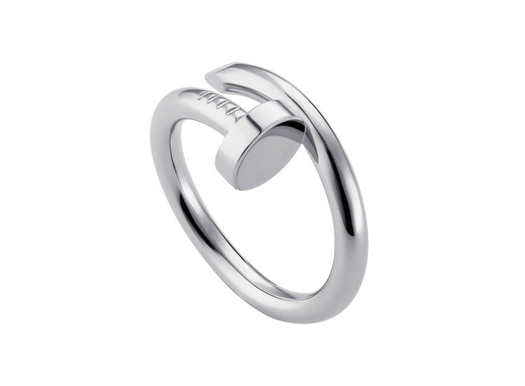 卡地亞Juste un Clou系列白K金戒指，參考價格78,500元。 圖／卡地亞提供