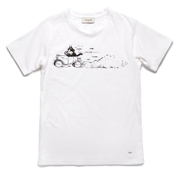 兜風菲力貓T恤黑色／白色款，各售8,500元。圖／COACH提供
