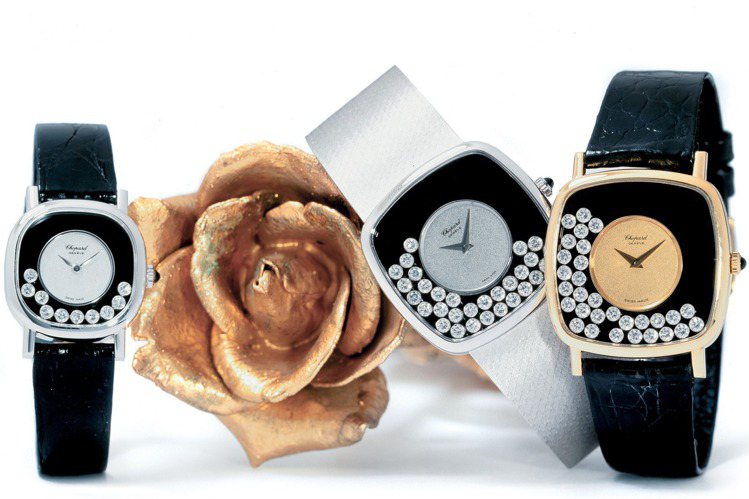 1976年蕭邦推出的首款Happy Diamonds方形腕表是為男士設計。圖／蕭邦提供