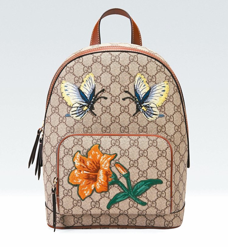 GUCCI
耶誕節推出
台灣限定蝴蝶與百合刺繡後背包，
51,700元。 圖／各業者提供