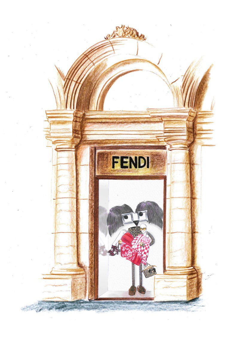 FENDI的耶誕櫥窗裝飾為超大Hypnoteyes表情圖案。圖／FENDI提供