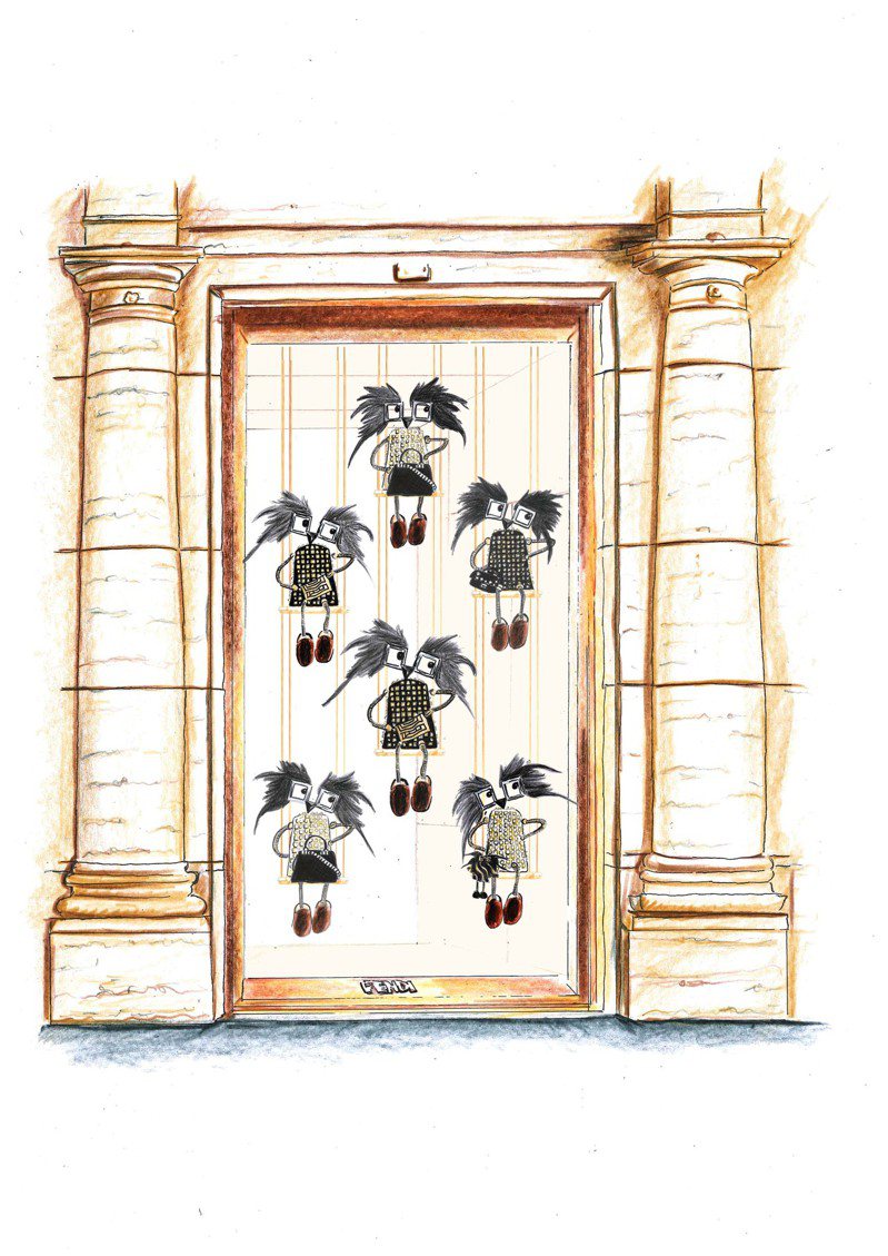 FENDI的耶誕櫥窗裝飾為Hypnoteyes表情圖案。圖／FENDI提供