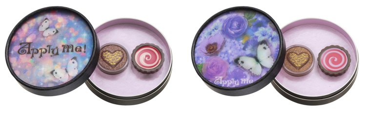 ANNA SUI曲眼唇頰彩（左）、甜莓薰衣巧克圓舞曲眼唇頰彩（右），售價皆為1,350元。圖／ANNA SUI提供