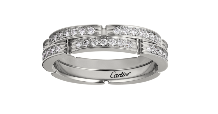 卡地亞Maillon Panthère 系列白K金鑽石戒指，約17萬3,000元。圖／卡地亞提供