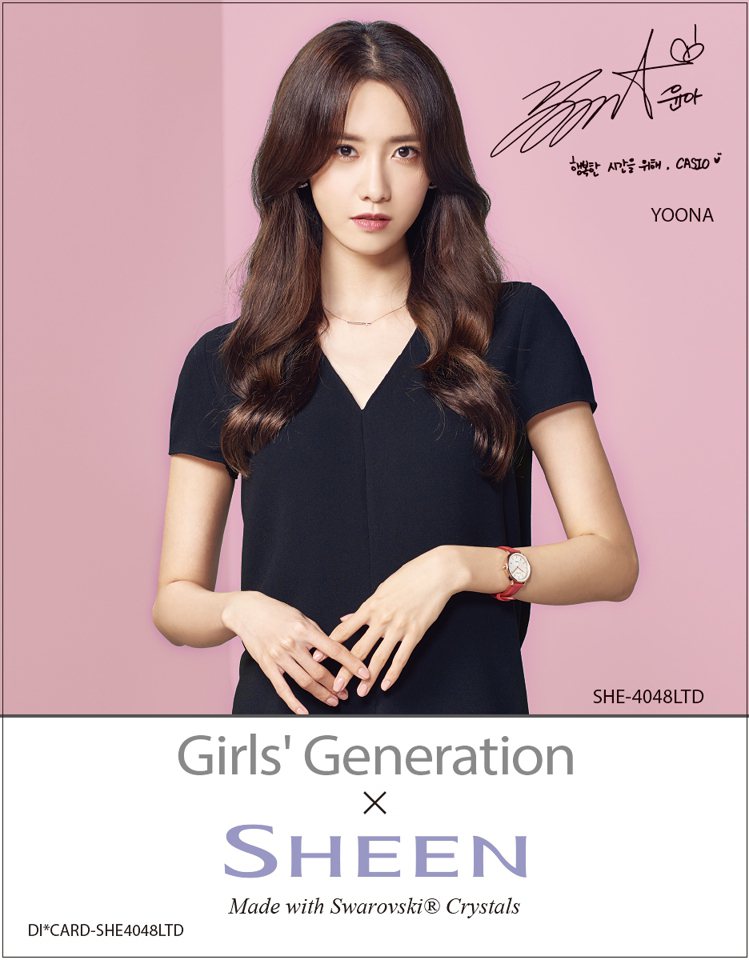 SHEEN × 少女時代全新聯名表附贈潤娥的簽名小卡。圖／卡西歐提供