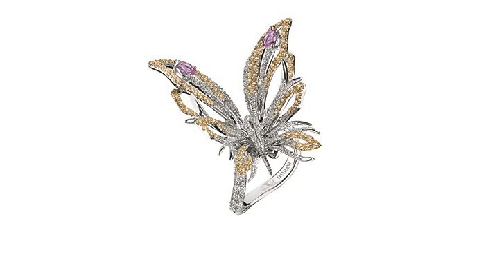 BUTTERFLY彩蝶系列戒指，47萬4,000元。圖／DAMIANI 提供