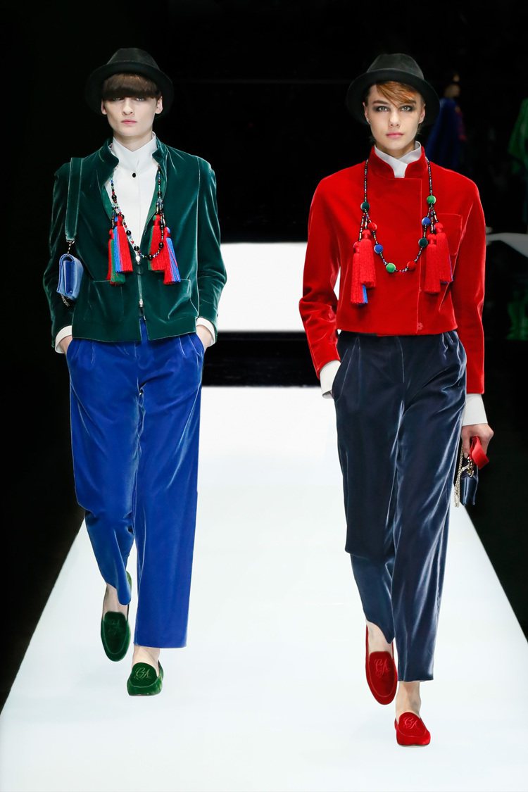 各式剪裁褲裝、短外套是Giorgio Armani秋冬系列一大重點。圖／Gior...