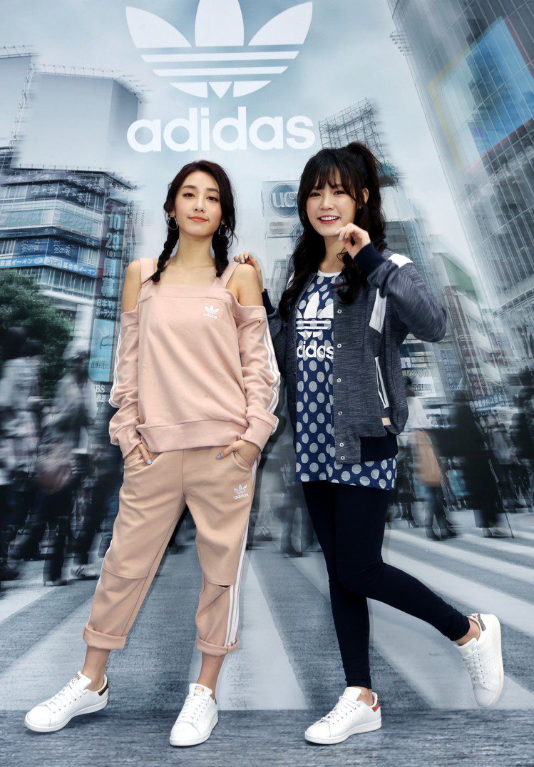 吳心緹（右）、 席維倫展現adidas新品TOKYO STYLE微甜女孩活力。圖／記者林俊良攝影