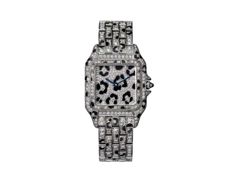 卡地亞Panthère de Cartier美洲豹白金豹斑紋鑽石腕表，470萬元。圖／Cartier提供