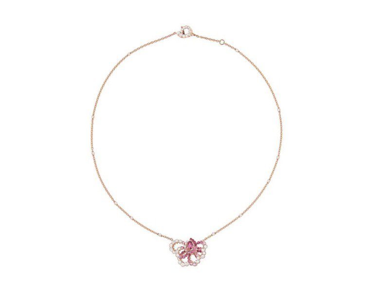 全台獨家Archi Dior粉紅剛玉鑽石項鍊，售價1,370,000元。圖／Dior提供