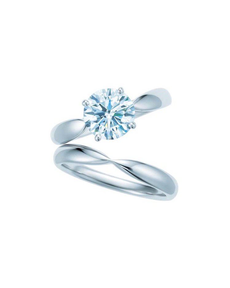 Tiffany Harmony鉑金鑽戒，主石0.18克拉起60,000元起、結婚戒環46,000元。圖╱Tiffany提供