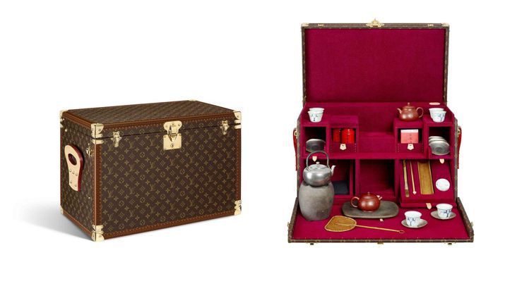 王德傳x路易威登「茶人的旅行硬箱」33件組。圖／王德傳茶莊提供