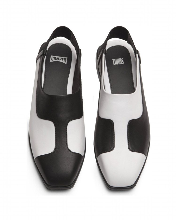 CAMPER Twins 黑白拼接不對稱涼鞋，9,580元。圖／CAMPER提供