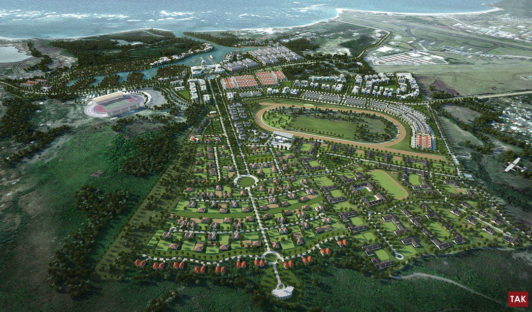 開發案預計興建國際級賽馬場、遊艇碼頭、購物中心、賭場、大型娛樂展覽場館，以及數千...