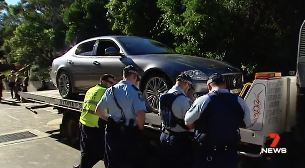 警方扣押男子的Maserati Quattroporte。圖／摘自7 News ...