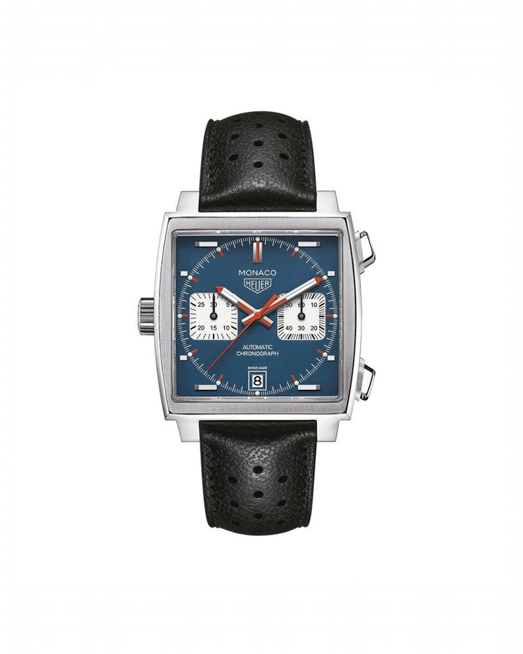泰格豪雅Monaco Calibre 11腕表，具備快速日曆調校，40小時動力儲存，約18萬7,100元。圖／TAG Heuer提供