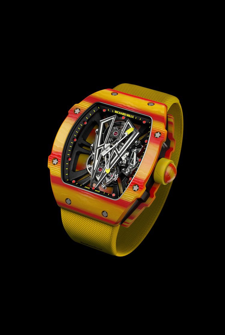 Richard Mille RM27-03納達爾陀飛輪腕表，防震功能達1000G衝擊力，全球限量50只，約71萬瑞士法郎。圖／Richard Mille提供