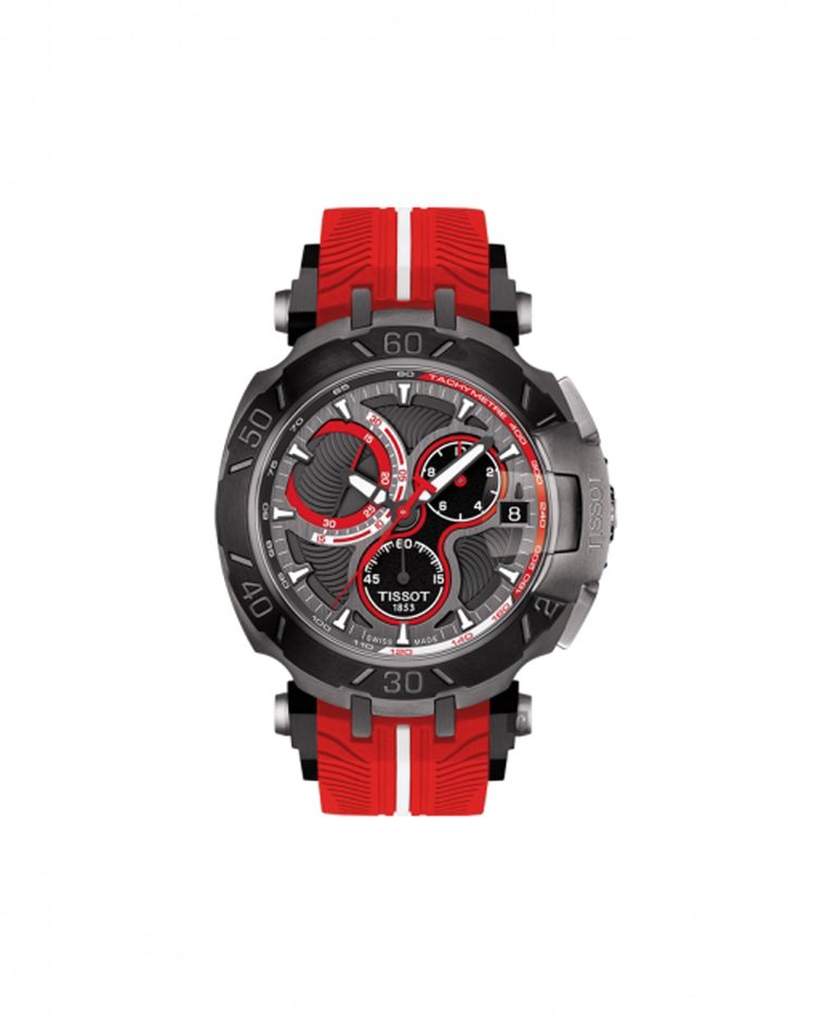 天梭競速系列Jorge Lorenzo限量版腕表，僅有2017只， 約27,400元。圖／Tissot提供