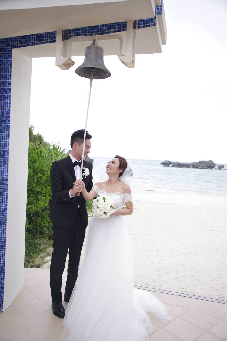 千田愛紗與周洺甫在沖繩舉辦婚禮。圖／蘇菲雅婚紗提供