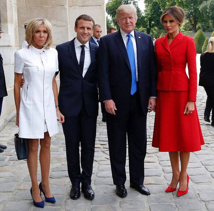 美國總統川普與法國總統馬克宏日昨在法國巴黎會晤。圖／取自jamalouki.ne...