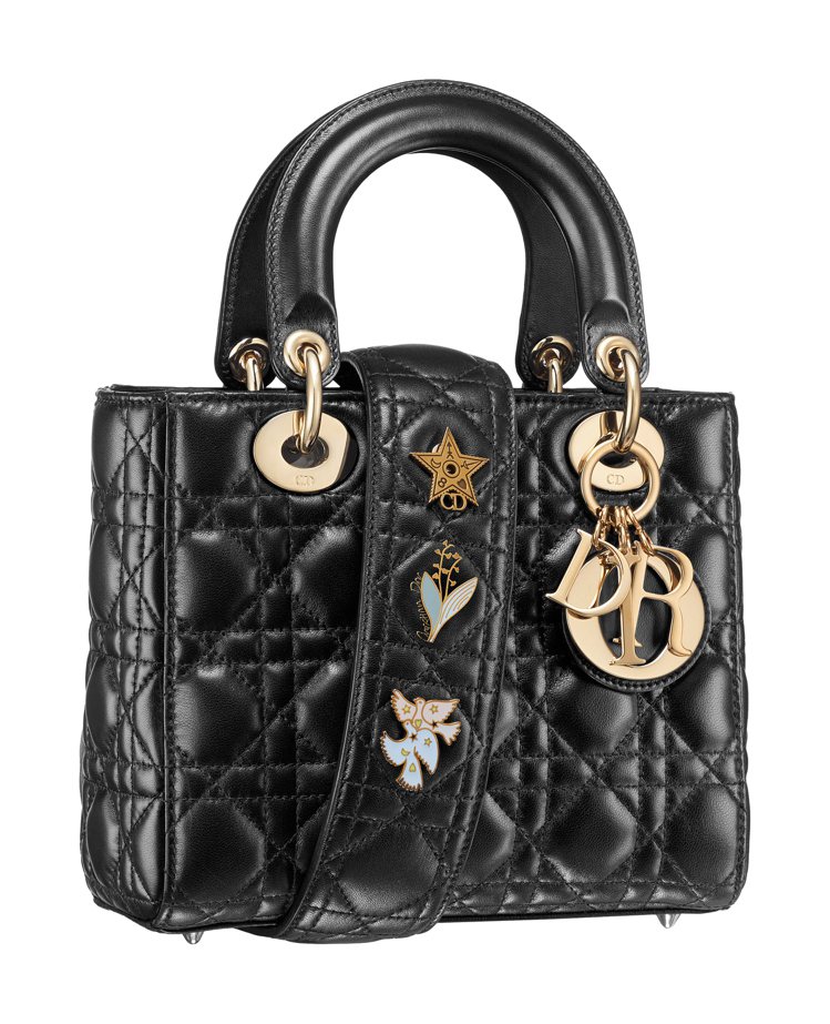 My Lady Dior Star黑色小羊皮幸運徽章背帶手提包，售價11萬元。圖／Dior提供