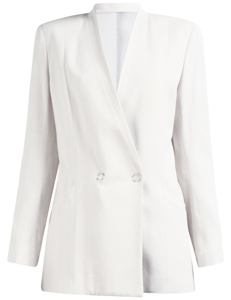 J.Lindeberg白色西裝外套，售價19,980元。圖／J.Lindeberg提供
