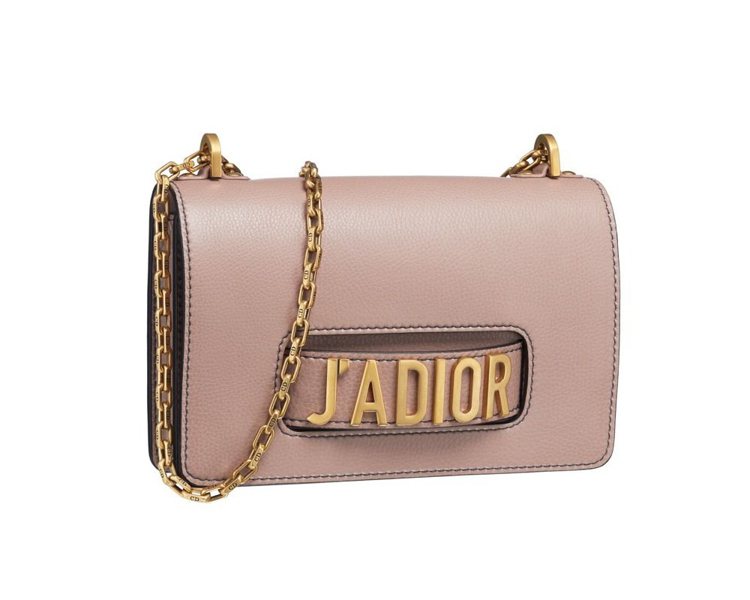 Dior Jadior灰玫紅壓紋小牛皮中型鍊帶翻蓋包，售價10萬5,000元。圖／Dior提供