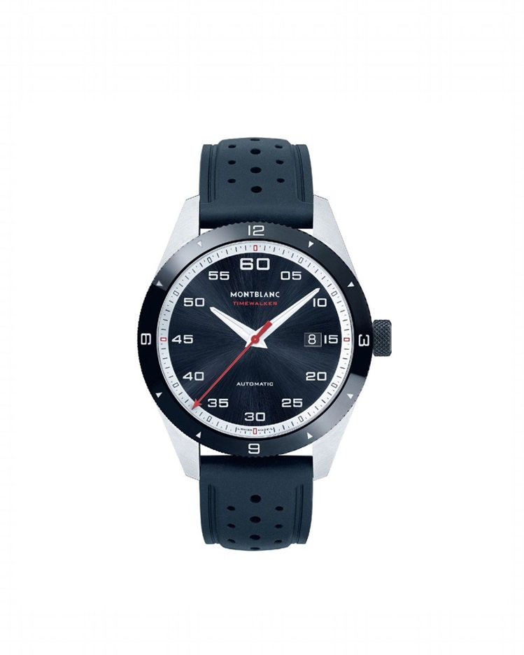 David Gandy配戴的萬寶龍TimeWalker時光行者系列日期顯示自動腕表，93,100元。圖／萬寶龍提供