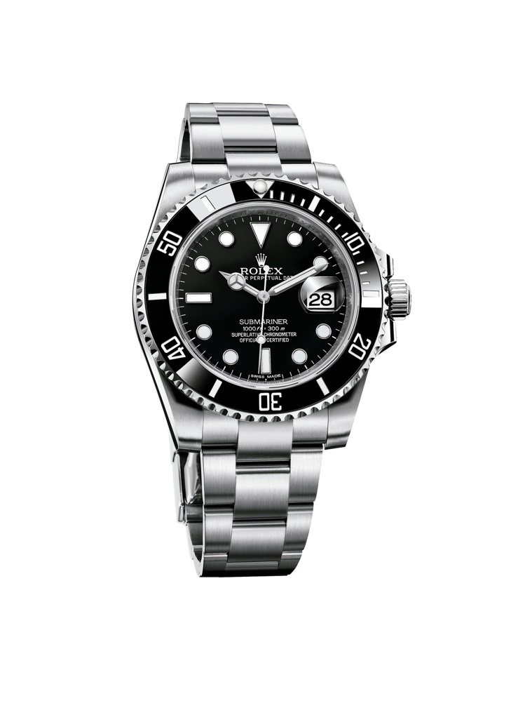 勞力士黑色陶瓷表圈Submariner Date腕表，精鋼表殼搭載3135型機芯，約31萬元。圖／Rolex提供