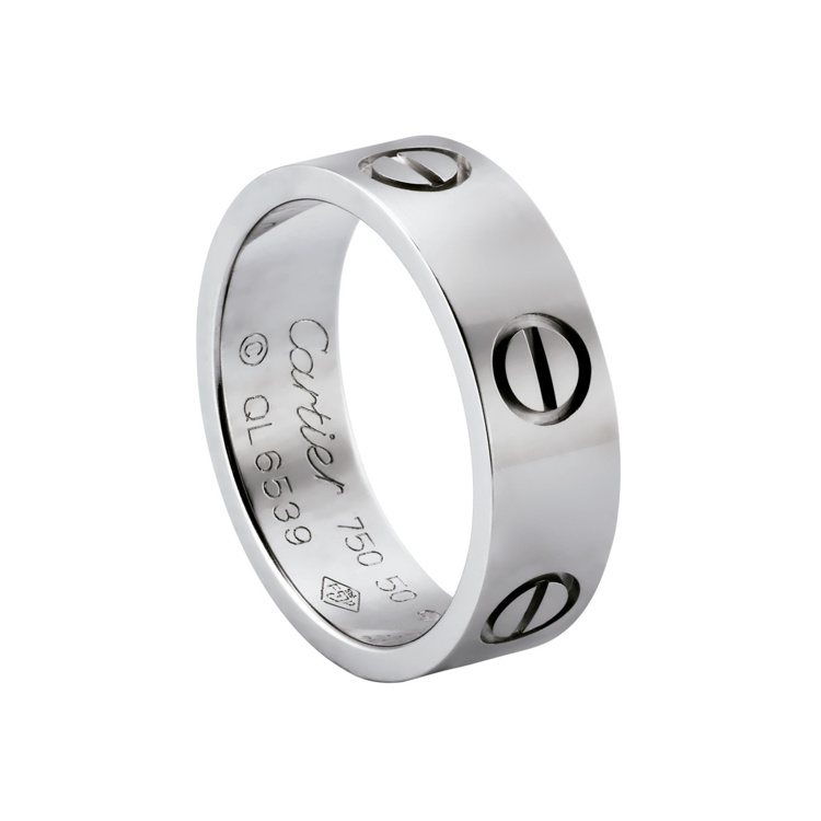 LOVE系列白K金戒指，54,500元。圖／卡地亞提供