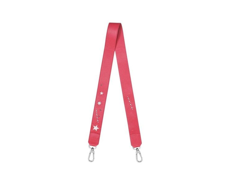 Le Pliage Cuir粉紅色肩背帶，售價6,300元。圖／Longchamp提供
