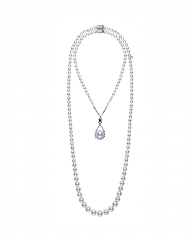全球唯一的Mikimoto頂級珠寶南洋真珠雙排墜鍊，1,090萬元。圖／Mikimoto提供